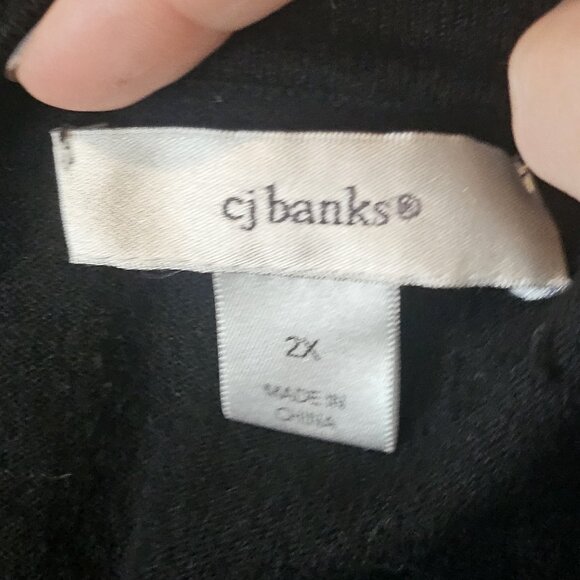 CJ Banks Black Cardigan Thin Classic Size 2X Big Buttons 3/4 Sleeve Cotton Blend - Picture 6 of 9